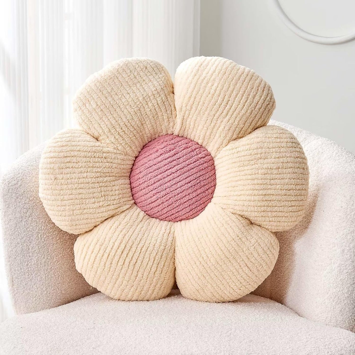 14.9" Kcvvcr Flower Throw Pillow, Soft White Shaped Floor Pillow for Home Decor, Cute Aesthetic Plush Decorative