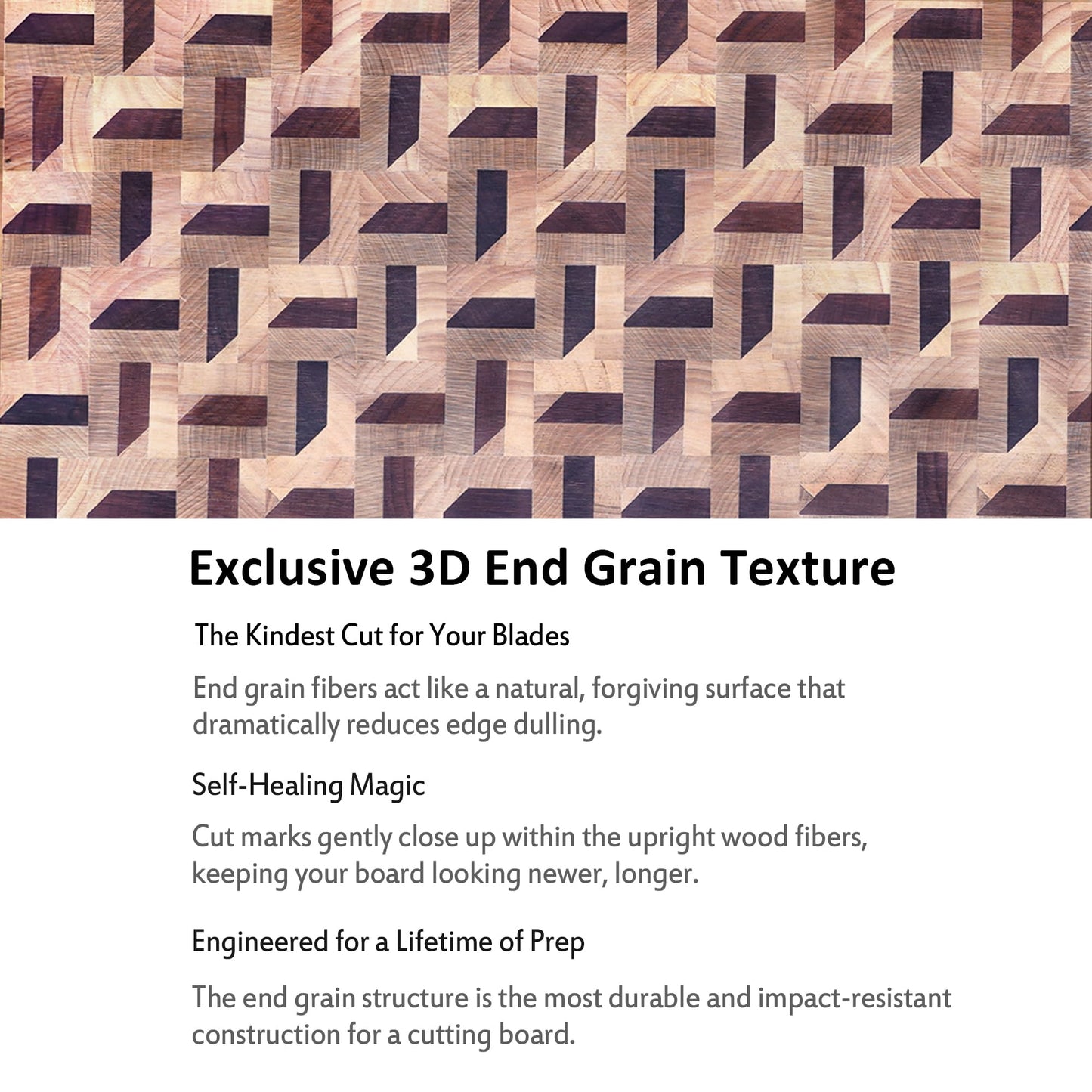 YOUSUNLONG 3D Zigzag Pattern End Grain Cutting Board - Walnut & Maple Reversible Butcher Block 20"L x 16"W x 1.5"Th with Juice Groove - Serving Block Tray for Brisket,Meat,Cheese,Charcuterie