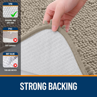 OLANLY Large Bathroom Rugs - Extra Soft Chenille Bath Mats | Quick-Dry, Machine Washable, Warm Taupe 70x46