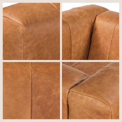 Poly & BARK Canale 99” Sofa – Modern 3-Seater Couch for Living Rooms – Performance Fabric Upholstery, High-Density Foam Cushions, Tapered Legs, Minimal Assembly – Cognac Tan