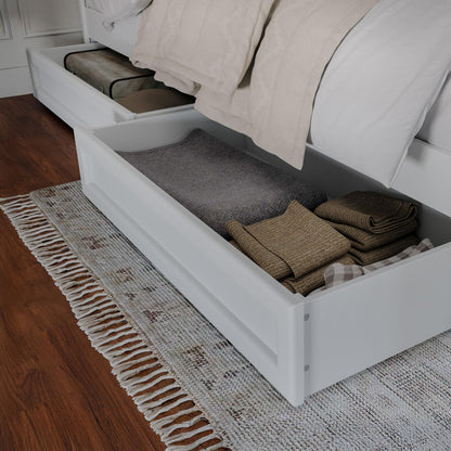 AFI, Malta King Platform Bed with Panel Footboard and Storage Drawers, White