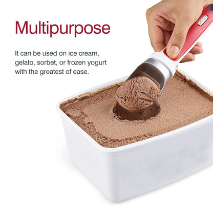 Zyliss Right Scoop Ice Cream Scoop - Ergonomic, Dishwasher-Safe Ice Cream Scooper Perfect for Gelato, Sorbet, Frozen Yogurt & More - Red