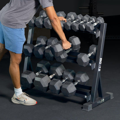 Valor Fitness 3-Tier Dumbbell Rack - Adjustable Weight Organizer Rack for Home Gym Dumbbell Storage Sports Equipment Organizer