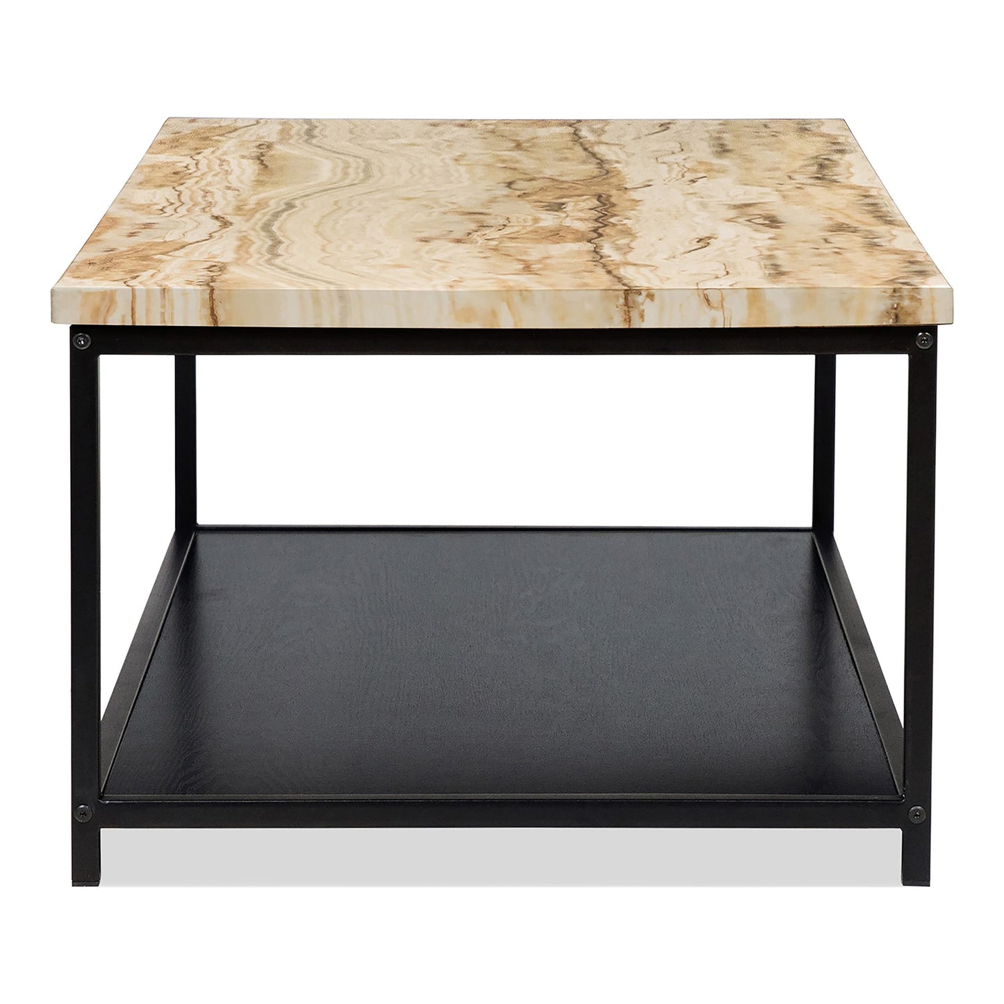 HOMES: Inside + Out Leneghan Modern 1-Shelf Metal 48 in. Storage Coffee Table for ‎Living Room, ‎Yellow