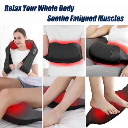 Shiatsu Neck and Back Massager with Heat, Electric Deep Tissue Kneading Neck and Shoulder Massage, Best Gifts for Women Men Mom Dad Mothers Fathers Day Birthday Gift (NOT Cordless)