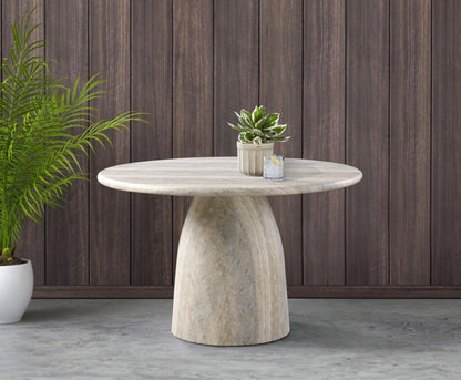 Meridian Furniture 701Travertine-T Cosenza Collection Art Deco 48.5" Indoor/Outdoor Concrete Dining Table with Travertine Finish, 48.5" W x 48.5" D x 30" H, Travertine