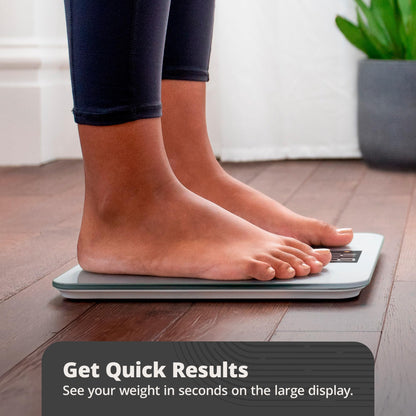 Greater Goods Digital AccuCheck Bathroom Scale for Body Weight, Capacity up to 400 lbs, Batteries Included, Pearl Gray
