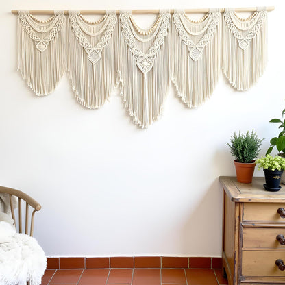 Extral Large macrame wall hanging, 71'' W x 32'' L boho wall art tapestry wall decor for urban entryway,living room,bedroom decor, headboard woven wall art, big fiber art over couch art for Yarn hallway