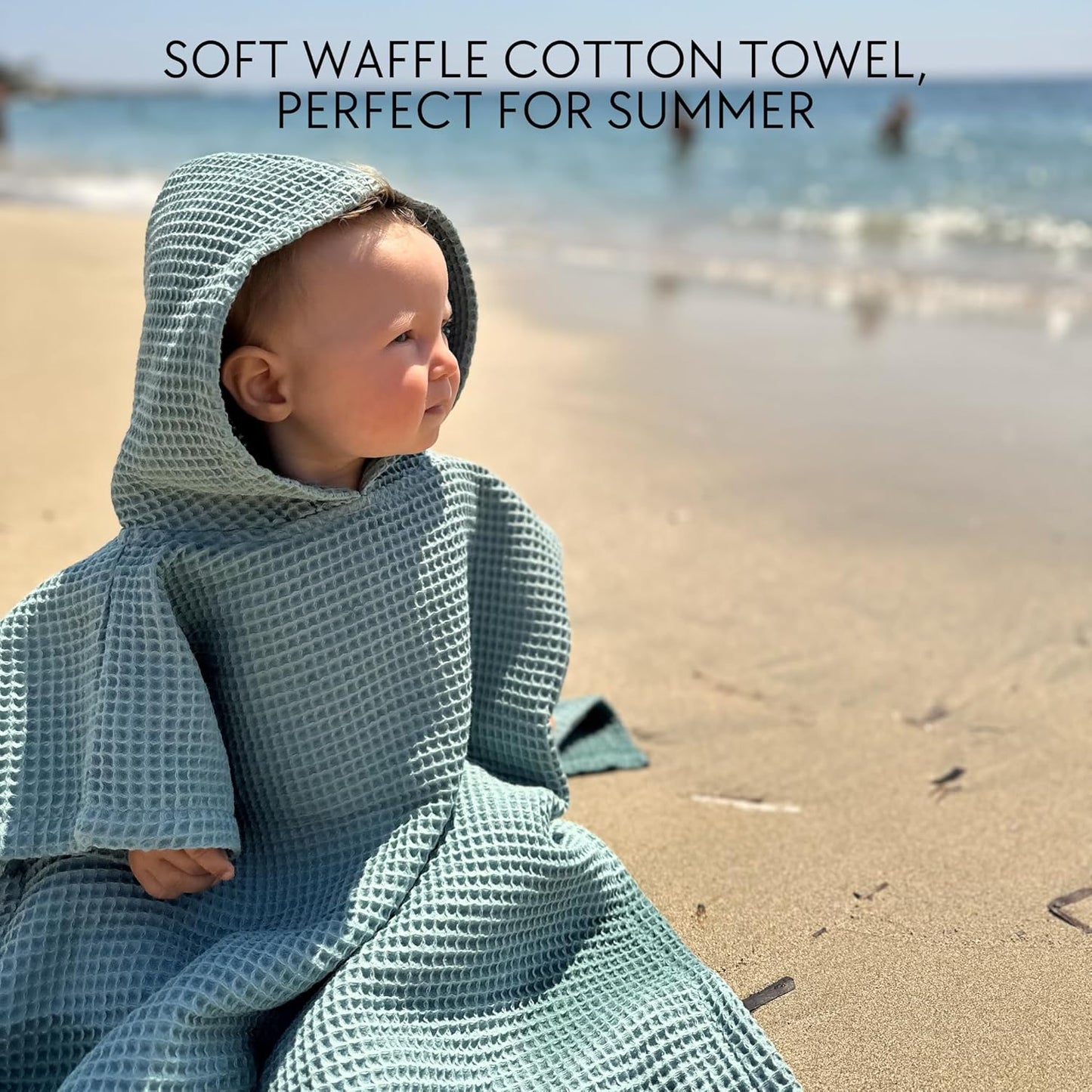 ZICOTO Soft Hooded Beach Towel for Kids - Cute Towel for Babies and Toddler Made of Waffle Cotton - Perfect Lightweight