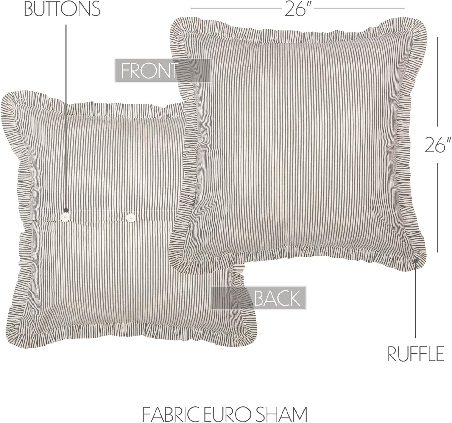 VHC Brands Hatteras Bedding Accessory, Euro Sham 26x26, Blue