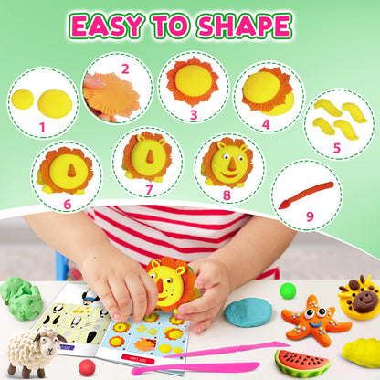 FAGNBED Air Dry Clay 138 Colors, Modeling Magic Clay Set with 5 Sculpting Tools, Arts Crafts Gift for Kids and Beginners