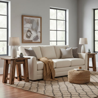 Alaterre Furniture Durango 27-Inch Solid Wood Side Table – Set of 2 Heavy-Duty Industrial End Tables with 100lb Capacity for Living Room, Bedroom, or Office (Natural Grain Lacquer Finish)