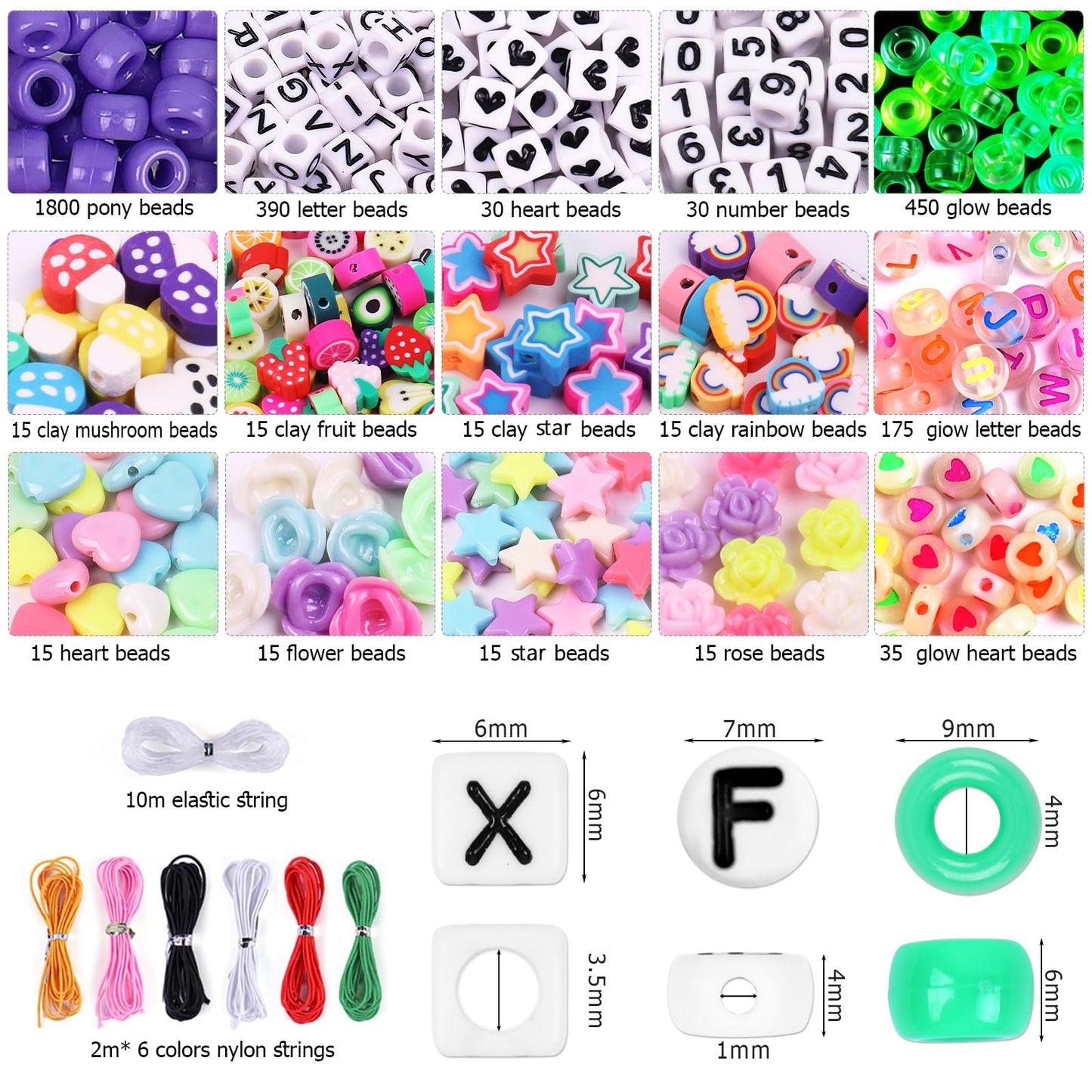 Wuollgess 4000 Pcs Pony Beads for Bracelet Making Kit, 90 Colors 5 Boxes Rave Kandi Beads Glow in The Dark, with UV Color Changing, Chrome & Alphabet Letter Beads for Friendship Jewelry DIY Crafts