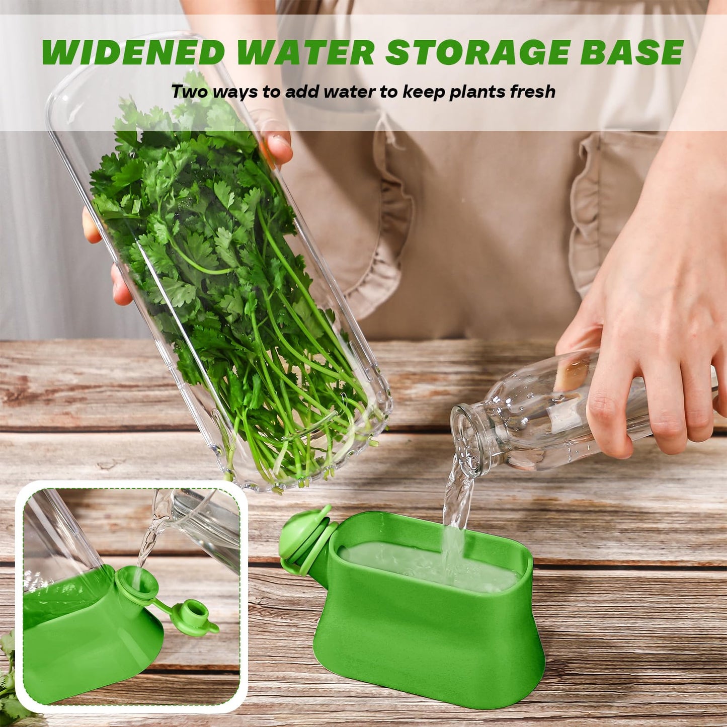 Baderke 2 Pieces Herb Saver for Refrigerator Fresh Herb Keeper Cilantro Container for Fridge Saver Pod for Cilantro, Parsley, Asparagus, Keeps Vegetables for 2-3 Weeks(Green)