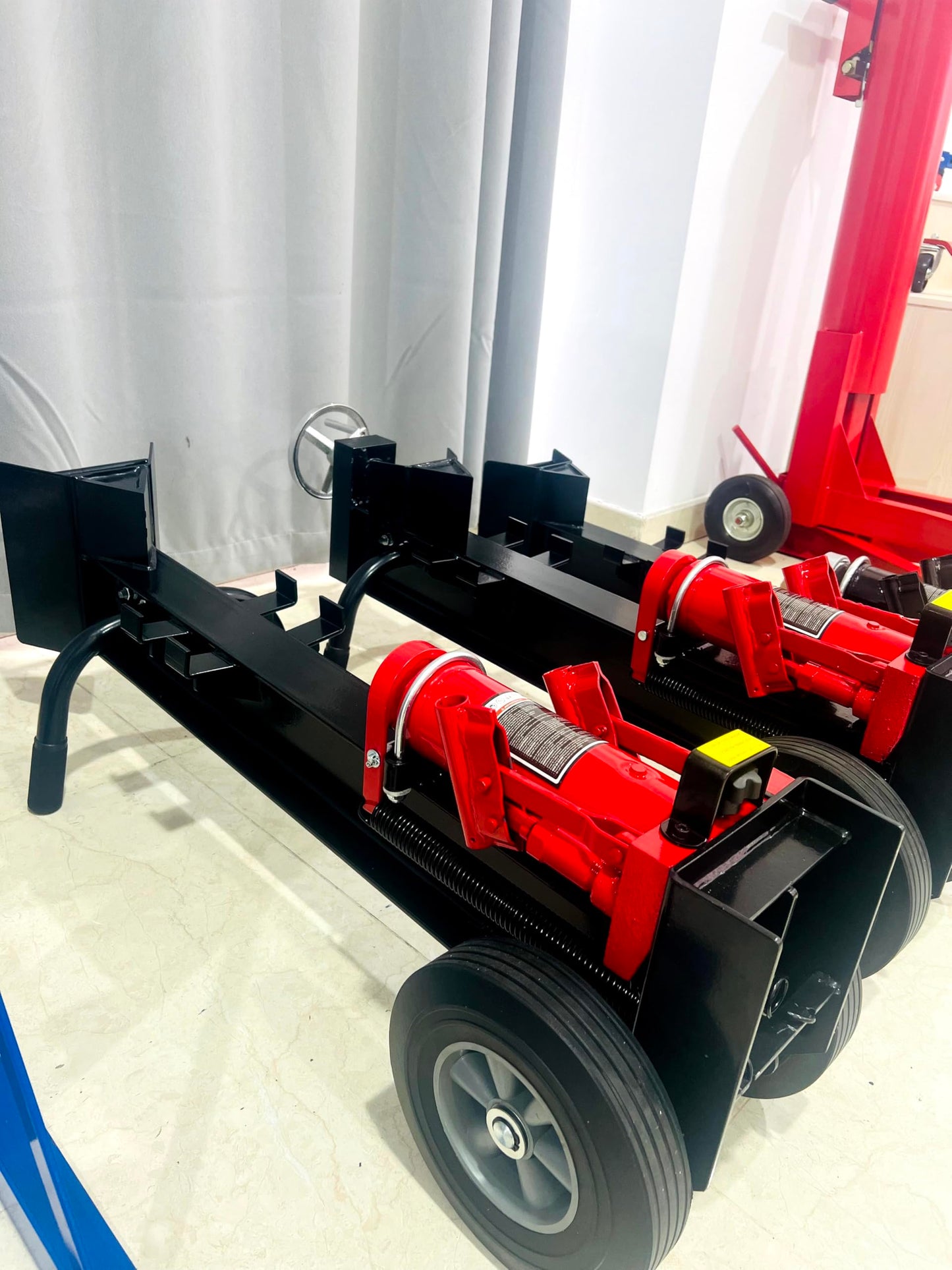 Fuhomtre Log Splitter, 37-Inch Handle + 2 Speeds, 12 Ton Hydraulic Manual Log Splitter, Red-and-Black