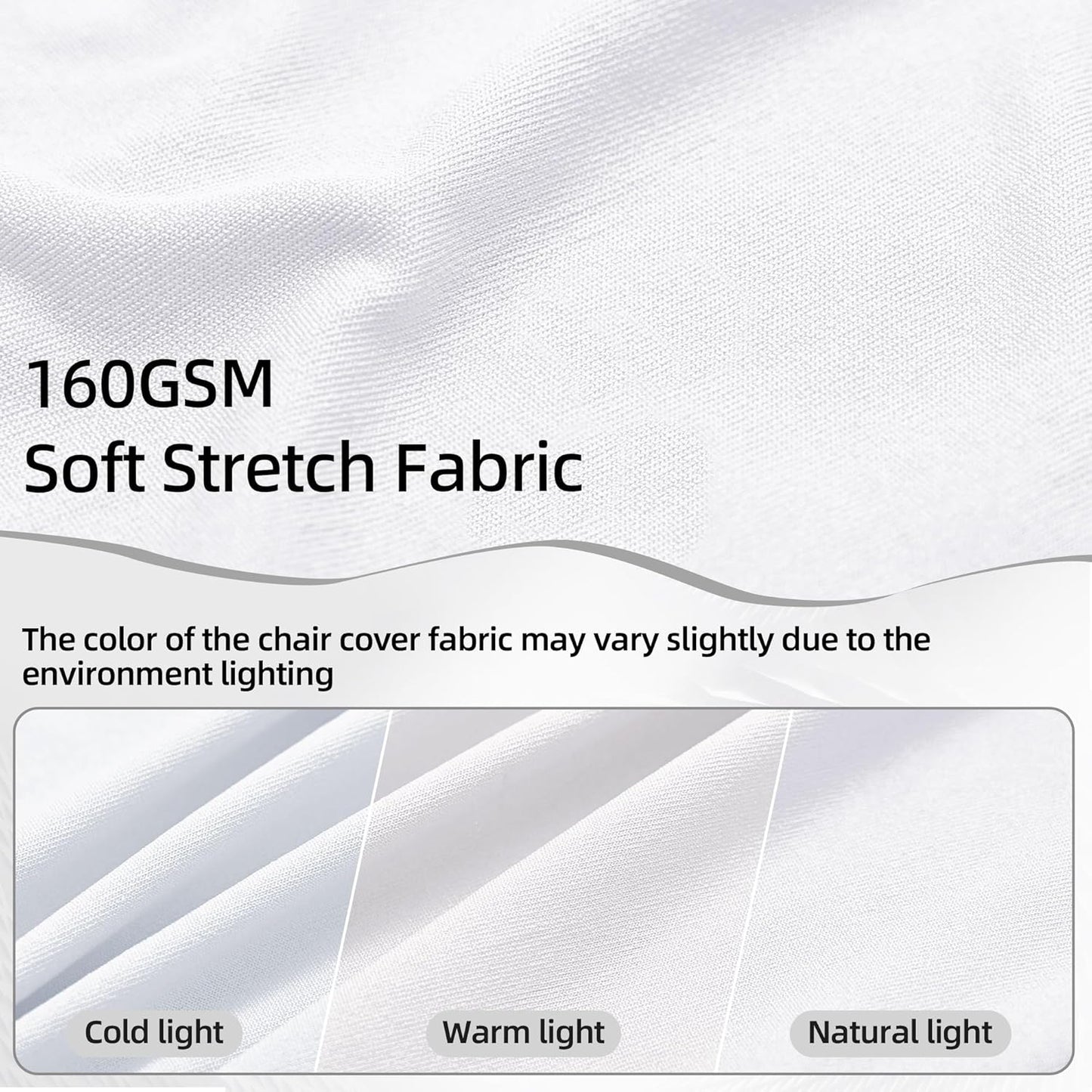 6 Packs White Spandex Stretch Folding Chair Covers for Wedding Party,Universal Fitted Washable Dining Seat Slipcovers