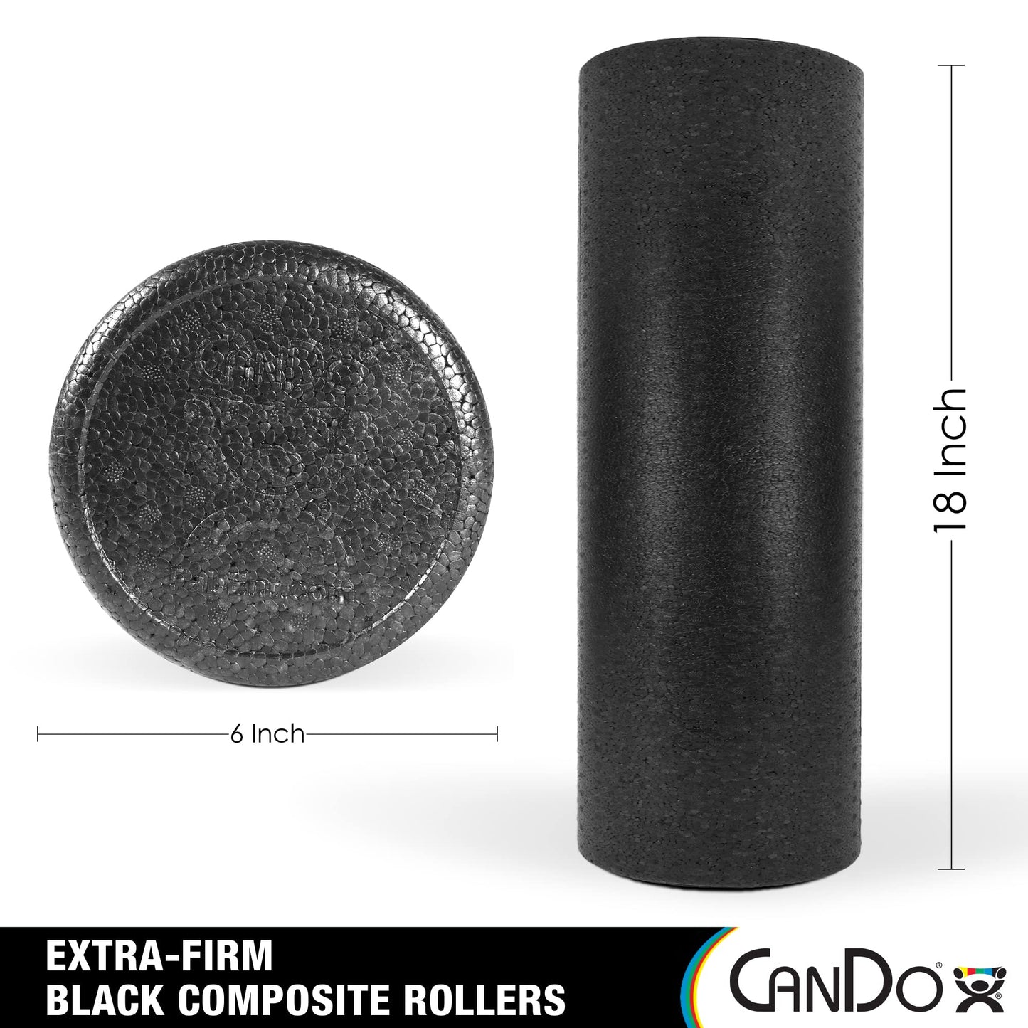 CanDo Black Composite High-Density Roller, Half-Round, 6"" X 36