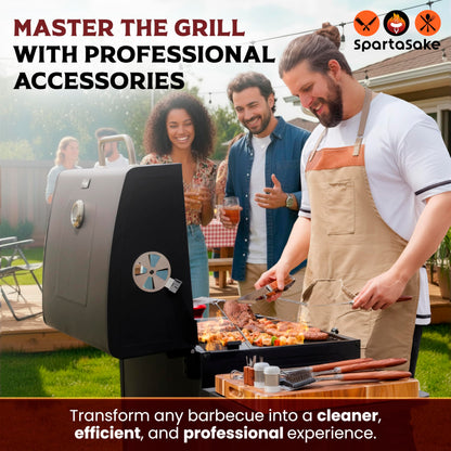 SpartaSake (24-Pack) Premium Stainless Steel BBQ Grilling Accessories with Wood Handles - Barbecue Gill Accessories Set for Blackstone Griddle - Outdoor Camping Grill Set for BBQ for Dad Men Women