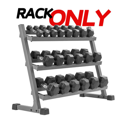 XMARK 3-Tier Dumbbells Weight Storage Rack, Holds 5-50 Pound Hex Dumbbells Weight Set (10 Pairs Capacity)
