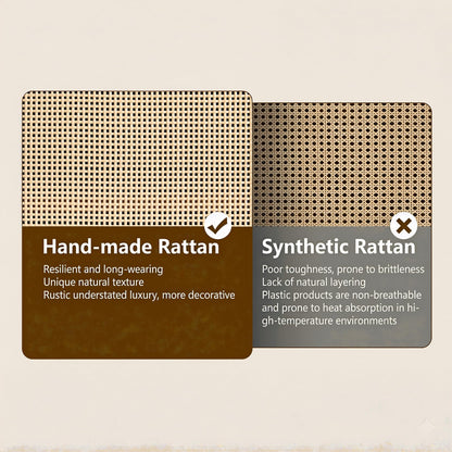 KISLOT 63" Rattan Buffet Cabinet with Storage, Sideboard with Adjustable Shelf, Accent Kitchen Floor Storage Cabinet with 2 Doors, Coffee Bar for Living Room, Entryway, Natural Oak(2 Box)
