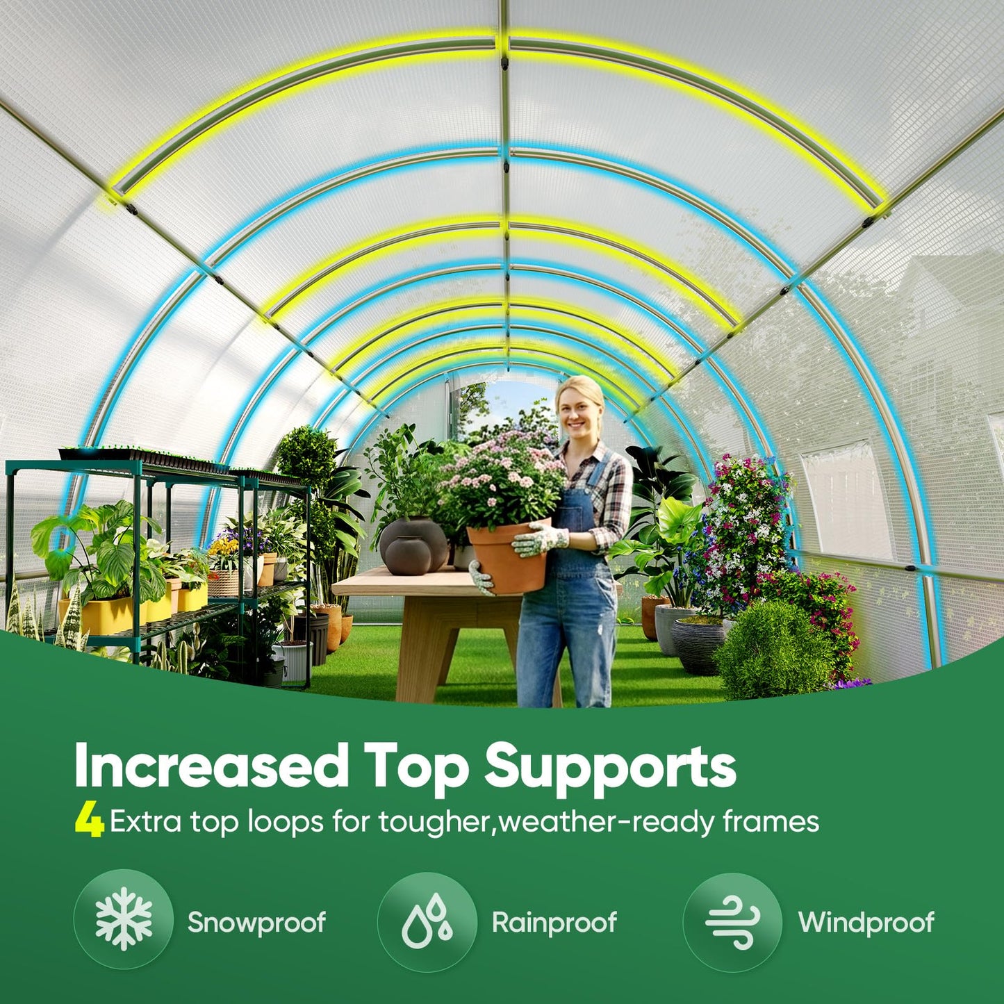 Quictent 20x10x6.6 FT Premium Greenhouse for Outdoors with 2 Door Frames, Reinforced Top Structure & Cover, Large Heavy Duty Walk-in Tunnel Hoop Green House for Garden Backyard Flower Winter, White