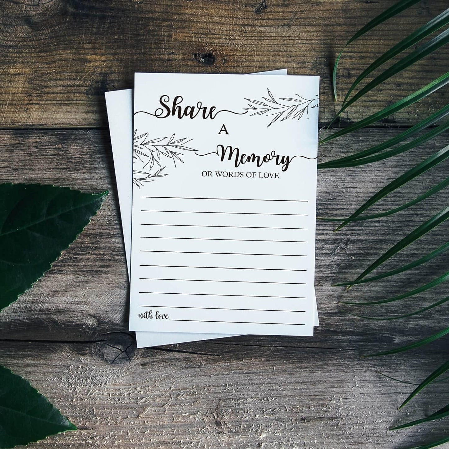 Share a Memory Card, Memorial Cards for Celebration of Life, Funeral Guest Book, 4x6 Inch, 50 Pack