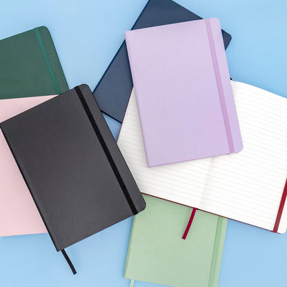 PAPERAGE Lined Journal Notebook, (Black), 160 Pages, Medium 5.6 in x 8 in - 100 GSM Thick Paper – Hardcover Journaling Notebook for Work, School & Note Taking