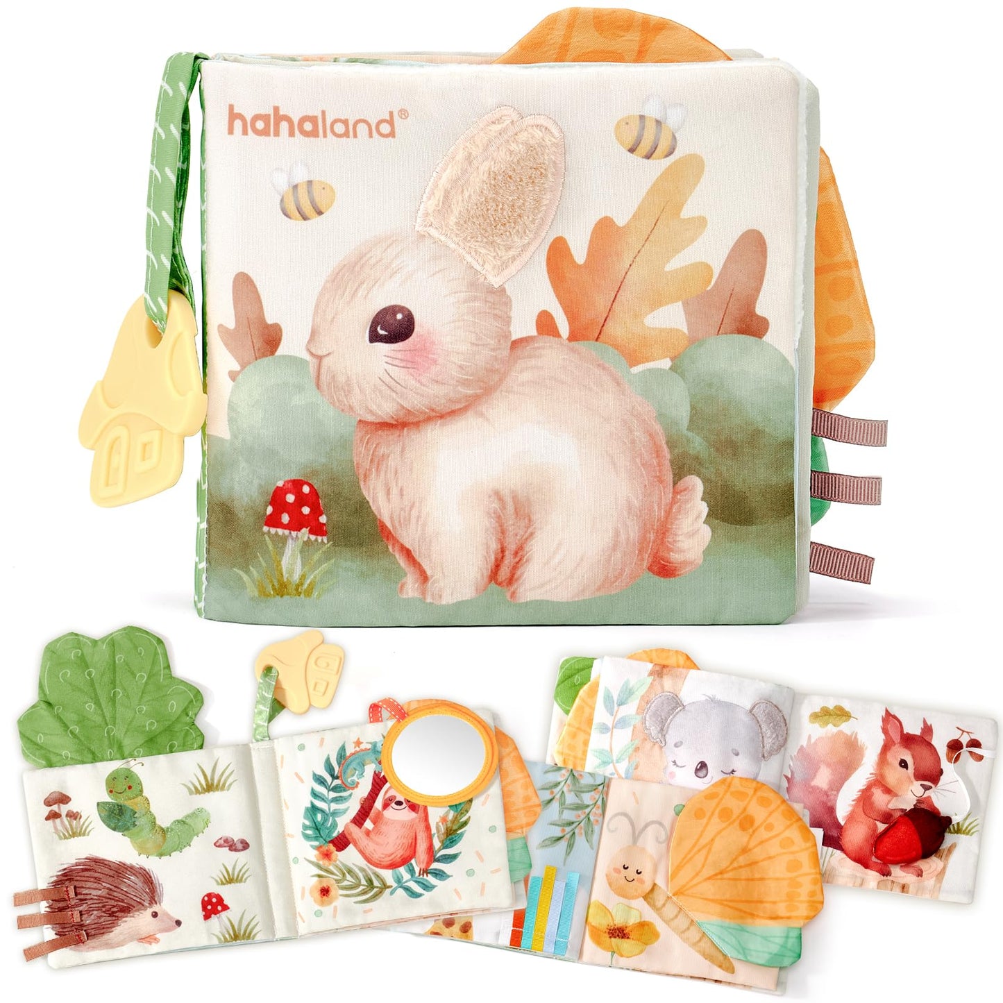 hahaland Baby Books 0-6 Months, Tummy Time Sensory Baby Toys 6 to 12 Months Touch Feel Book Textured Crinkle Books Baby Shower Birthday Gifts for Boys Girl 0 3 6 9 12 Months Baby Travel Toys