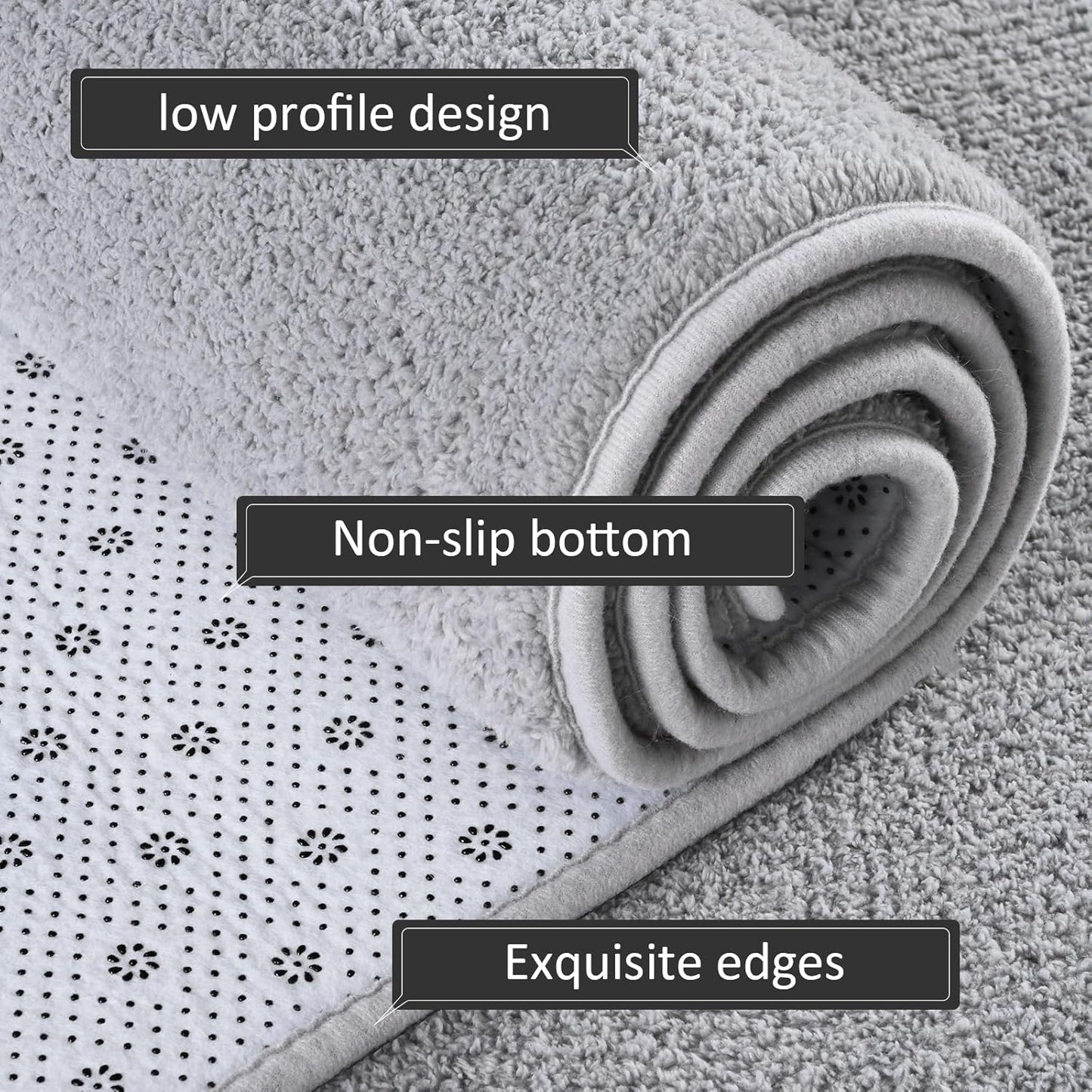 AROGAN Modern Shag Area Rug for Bedroom, 4x6 Feet Washable Plush Memory Foam Carpet for Kids Room Grey