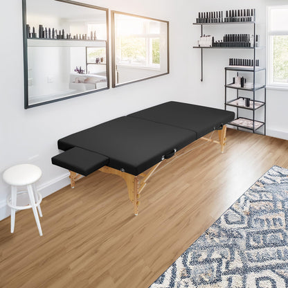 Saloniture Portable Physical Therapy Massage Table - Low to Ground Stretching Treatment Mat Platform - Black