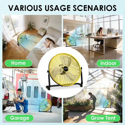 ZIZIWIN 20" Large Battery Fan, Portable Battery Operated Floor Fan, Rechargeable Cordless Camping Fan for Outside, 360° Tilt, USB Output, Wireless, for Home Outdoor Gazebo Office Garage Outside Gym