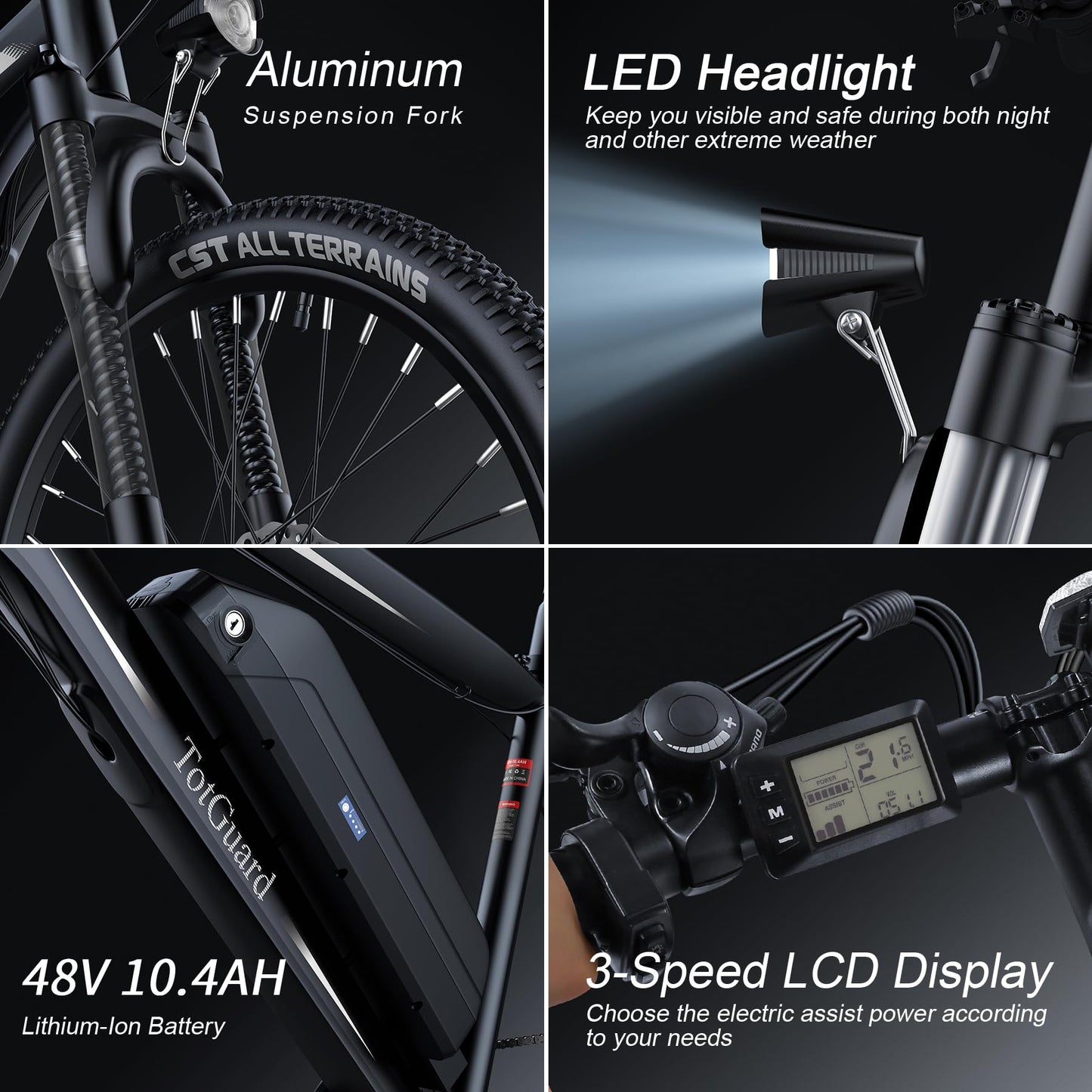 Wooken Electric Bike for Adults with 500W Motor, 27.5'' Ebike with 48V 499WH Removable Battery, Up to 55 Miles Electric Mountain Bike, 19.8MPH Adults Electric Bicycle with LCD Display, 21 Speed