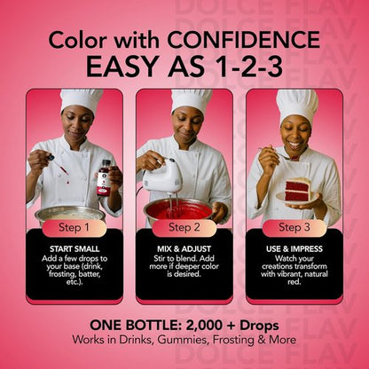 Dolce Flav Natural Red Food Coloring - Vivid Plant-Based Dye from Beets | 2 oz Water-Soluble Liquid for Baking & Drinks | No Artificial Dyes | Kosher & USA-Made