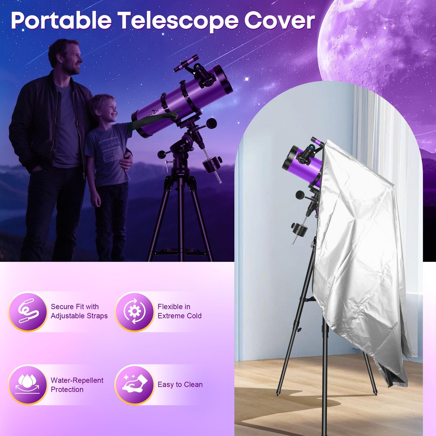Telescope, 150EQ Newtonian Reflector Telescope for Adults & Beginners, Professional Telescopes for Adults High Powered Astronomy with Equatorial Mount, Phone Mount, Dust Cover & Carrying Bag