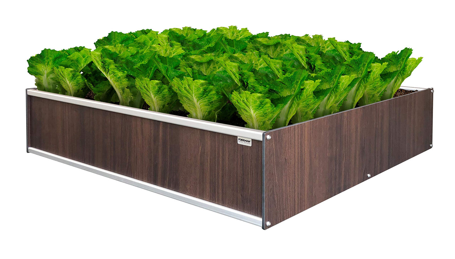 Foreman Raised Garden Bed Frame – Weather-Resistant Raised Garden Bed (4ft x 4ft) Open Base, Ideal Raised Garden Bed for Vegetables & Flowers – Tosca Wood Grain