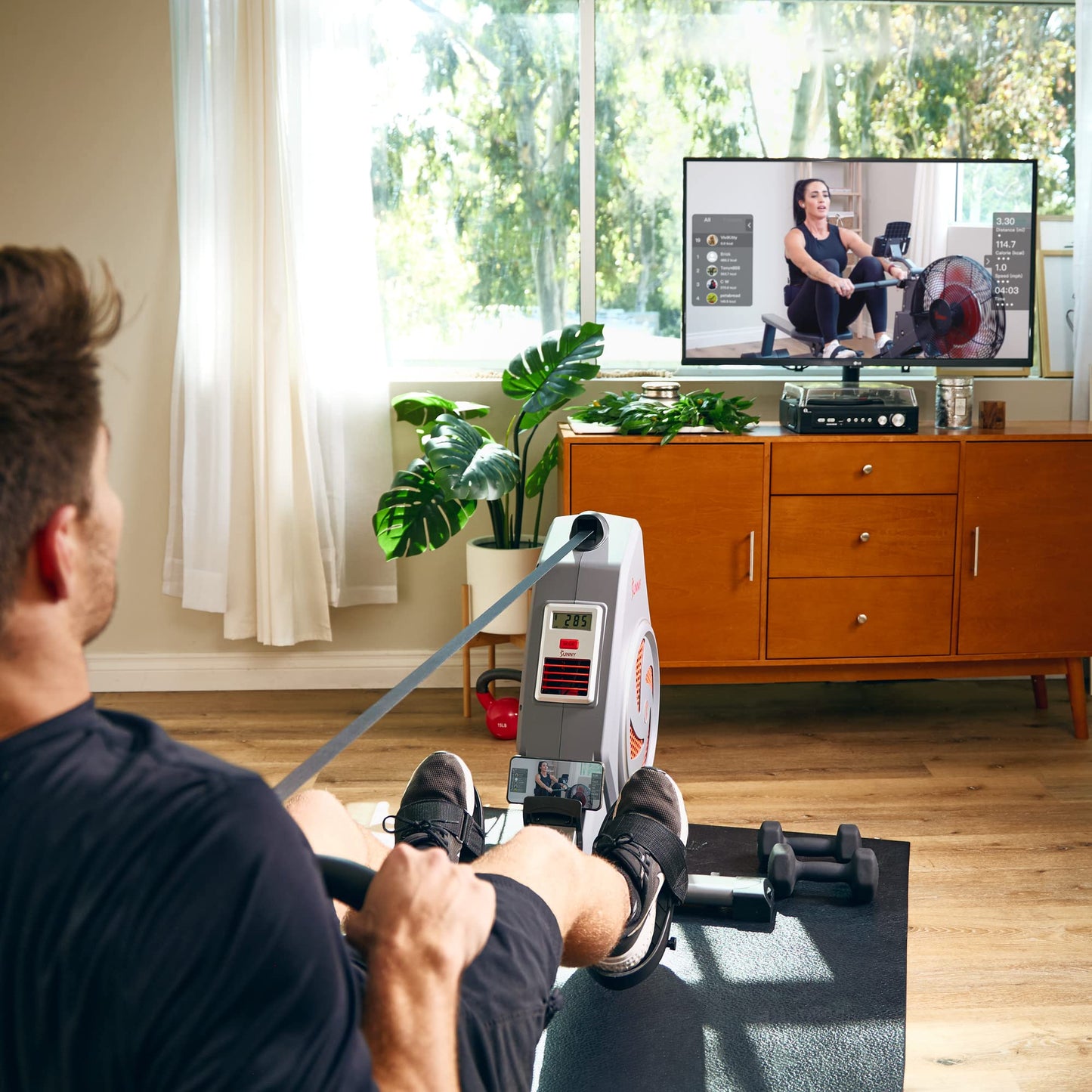 Sunny Health & Fitness Dynamic Air Rowing Machine with Exclusive SunnyFit App Enhanced Bluetooth Connectivity – SF-RW520007