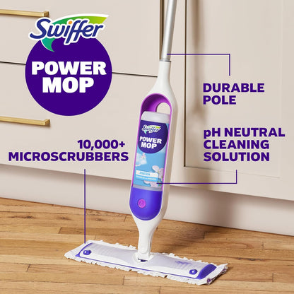 Swiffer PowerMop Multi-Surface Mop Kit - Effortless Floor Cleaning with Fresh Scent | Includes PowerMop, 2 Pads & Solution