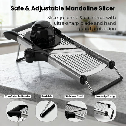 Professional Mandoline Slicer for Kitchen, Adjustable Vegetable Slicer Stainless Steel Mandoline Food Slicer with Julienne Cutter, Safe Vegetable Slicer