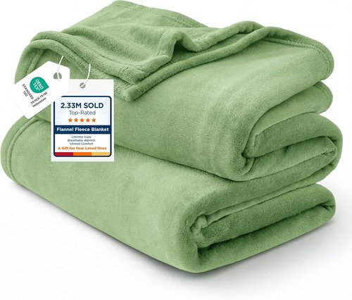 Bedsure GentleSoft Green Fleece Blanket - Luxuriously Soft Lightweight Plush Queen Size, Emerald 90x90 Inches