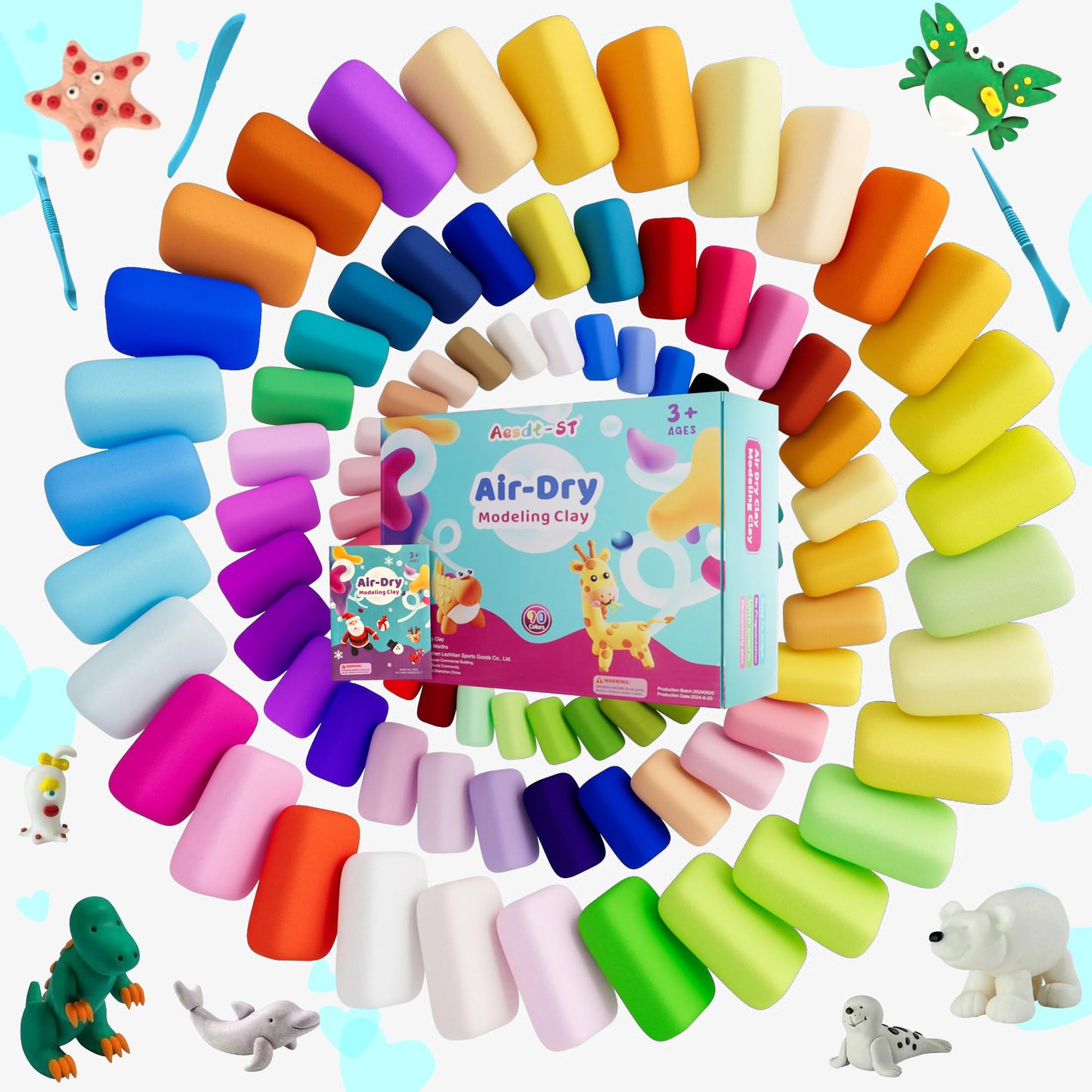 Aestd-ST Air Dry Clay 90 Colors, Modeling Clay for Kids, DIY Model Magic, Molding Clay Kit with Sculpting Tools, Non-Sticky Soft and Super Light, Arts and Crafts Gift for Boys Girls Kids