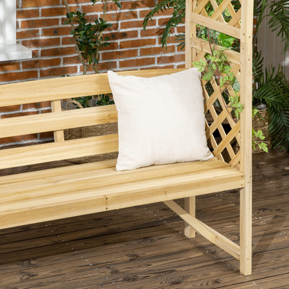 OVX Patio Garden Bench Arbor Arch with Pergola & 2 Trellises, 3-Seat Natural Wooden Outdoor Bench for Grape Vines & Climbing Plants – Backyard Decor, Natural