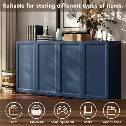 FENSULN Modern Sideboard Accent 2 in 1 Buffet Storage Cabinet Display Buffet Cabinet Credenza with Adjustable Shelves for Dinging Room Living Room Entryway Coffee Bar,Blue