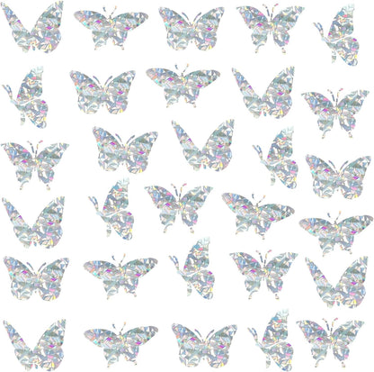 Butterfly Static Window Clings, Anti Collision Decals for Bird Strikes, Glass Alert Stickers, Set of 30
