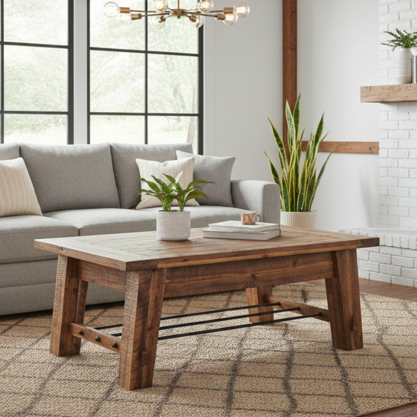 Alaterre Furniture Durango 48L Industrial Wood offee Table