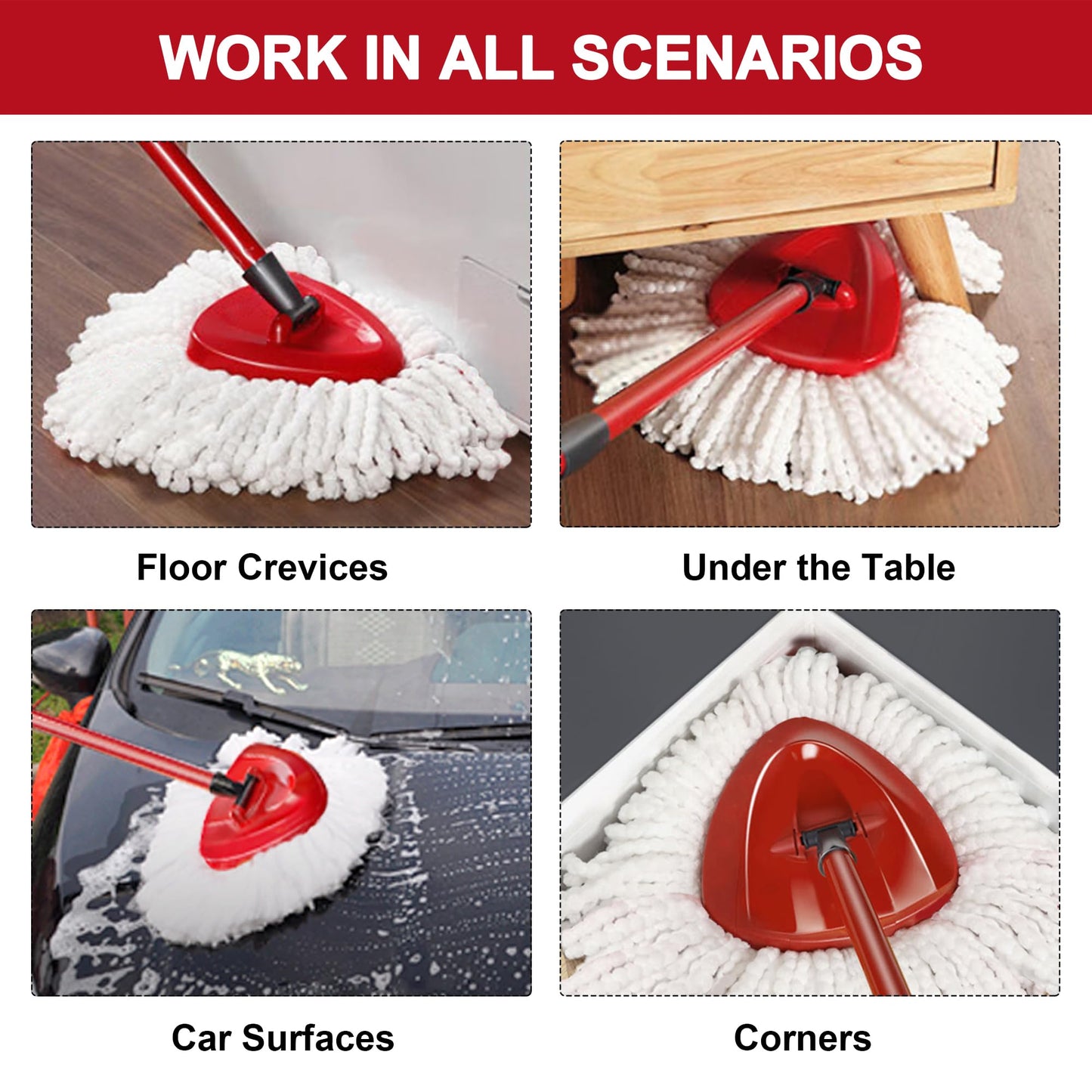 Mop Replacement Heads for O-Ceda Mop Replace Head EasyWrin Spin Mop Heads Replacements, Microfiber Spin Mop Refills, Easy Cleaning Mop Head Replacement (White-3 Mop Heads)