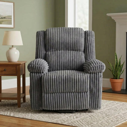 Garvee Corduroy Recliner Chair, Manual Recliner Sofa with Handle, Pillow Top Arms, Thick Padding, Side Pocket, 330Lbs Capacity, Adjustable Recliner for Living Room, Bedroom, Home Theater, Dark Gray