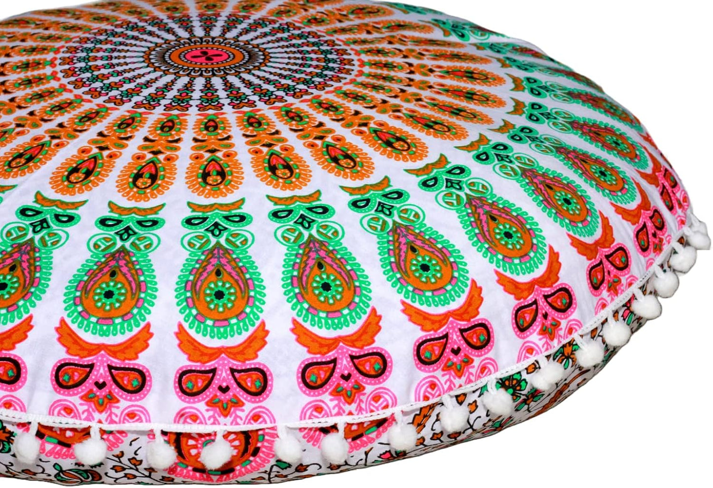 22 Inch 22", CRAFT KALA Meditation Floor Pillow Cover Round Pillow Seating Hippie Decorative Adults Bohemian Mandala