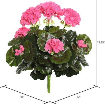 Vickerman Everyday Artificial Pink Geranium Bush 15.25" - Premium Faux Floral Decor for Weddings or Everyday
