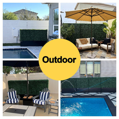 Artigwall Artificial Hedge Wall, Boxwood Grass Panels with Planter, Fake Greenery Divider Fence for Outdoor Patio,50Lx48Hx14D