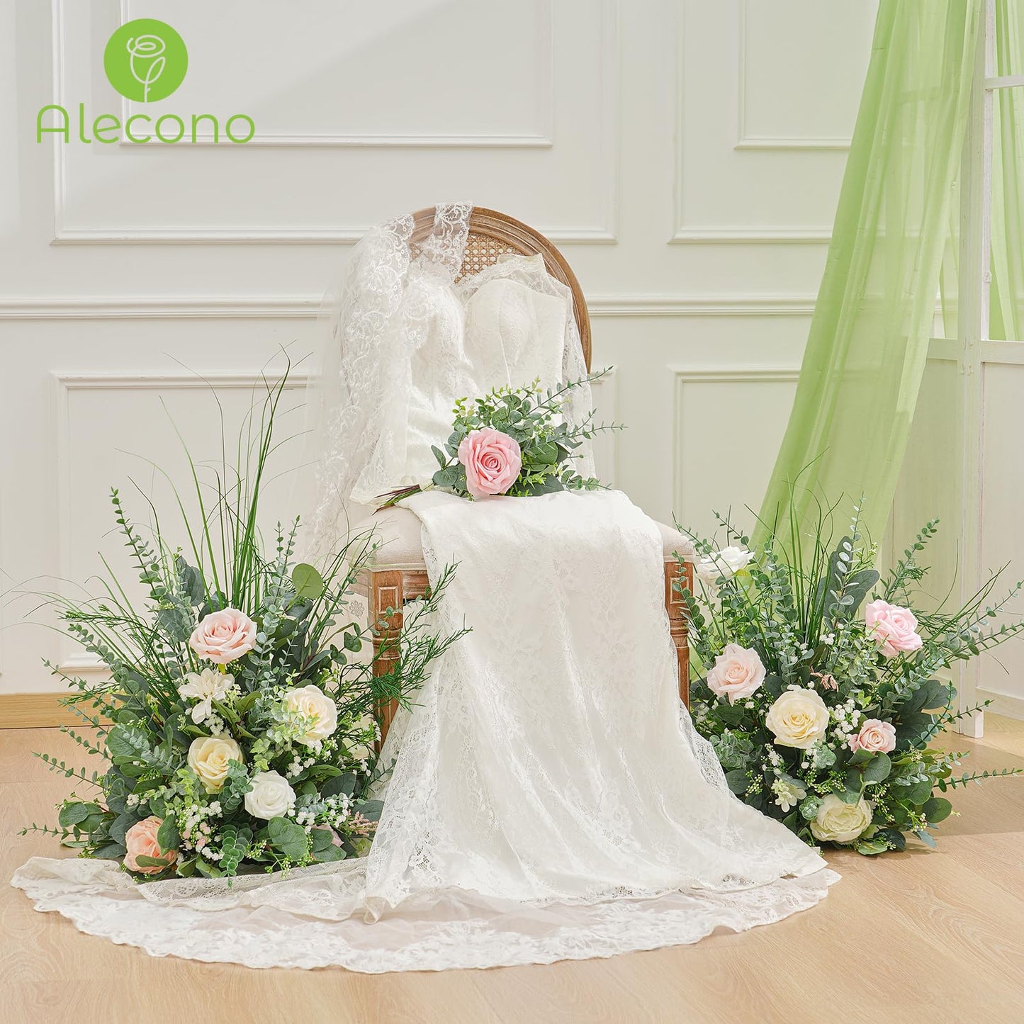 Alecono 5 Kinds Mixed Artificial Greenery Eucalyptus Stems Bulk, Babys Breath Artificial Flowers and Fake Sliver Dollar Leaves for Centerpieces DIY Bouquet Wedding Home Decor(100 Pcs)